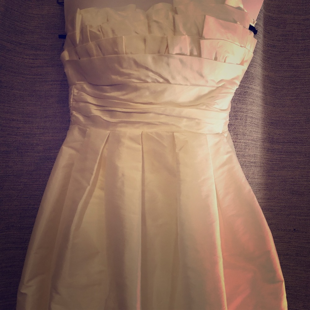 Strapless white party dress
